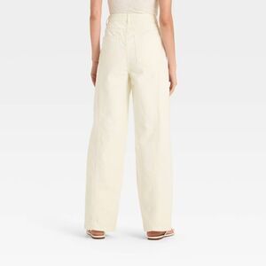 Women's Mid-Rise Relaxed Fit Wide Leg Distressed Jeans Future Collective White